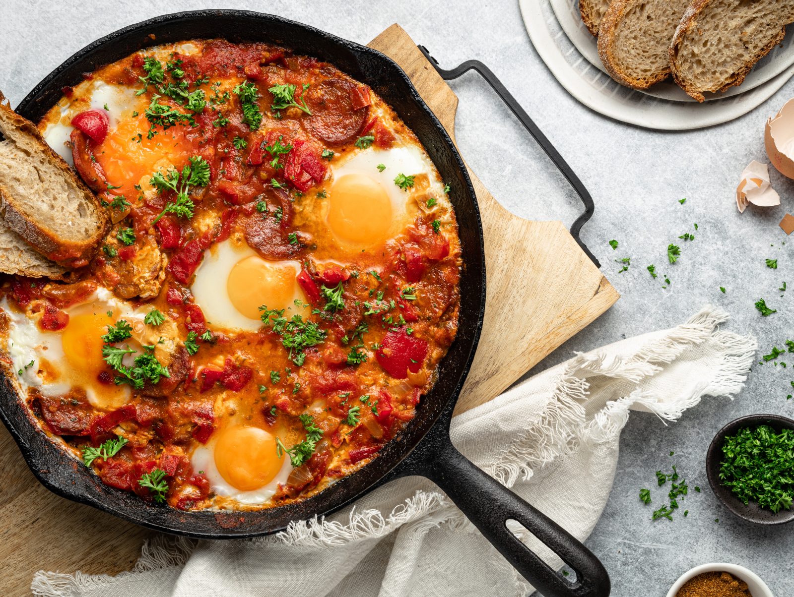 Dandenong Market — Breakfast baked shakshuka with a spicy tomato and ...