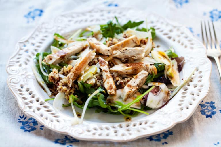 Poached chicken salad with quinoa